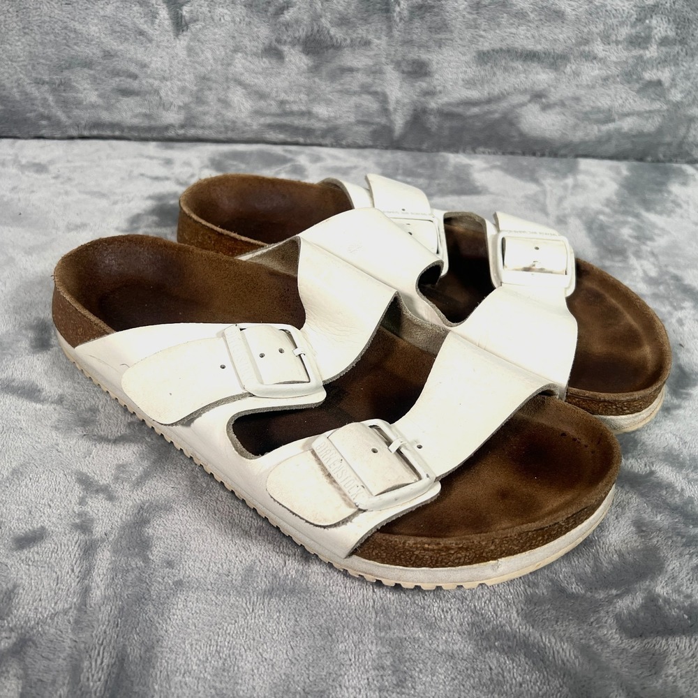 Birkenstock Arizona Prof White Birko Flor Sandals Womens 8 Mens‎ 6 Two Strap